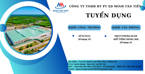 TUYỂN DỤNG TRỢ LÝ PHÒNG DỰ ÁN BIẾT TIẾNG TRUNG (LÀM VIỆC TẠI HÀ NỘI)